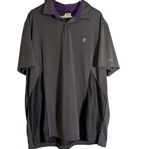 IZOD Men's Charcoal Polo with Purple Accents